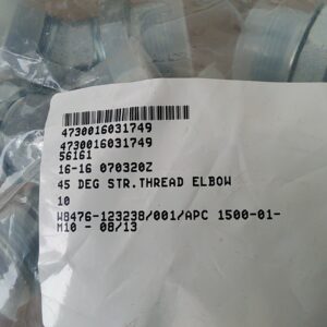 Elbow, hydraulic, 45°, ORBM-16 to JICM-16