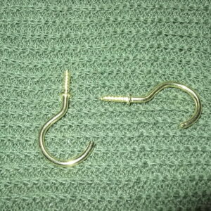 Brass Screw Hook, 40mm x 8ga