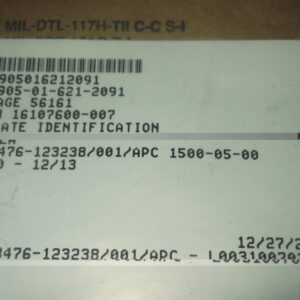 Plate, identification, "Gun Turret Drive Electronics Power Distribution Assembly"